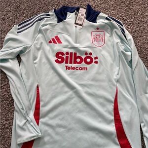 Adidas Spain Silbö Telecom Light Blue Soccer Top Sz L Bnwt